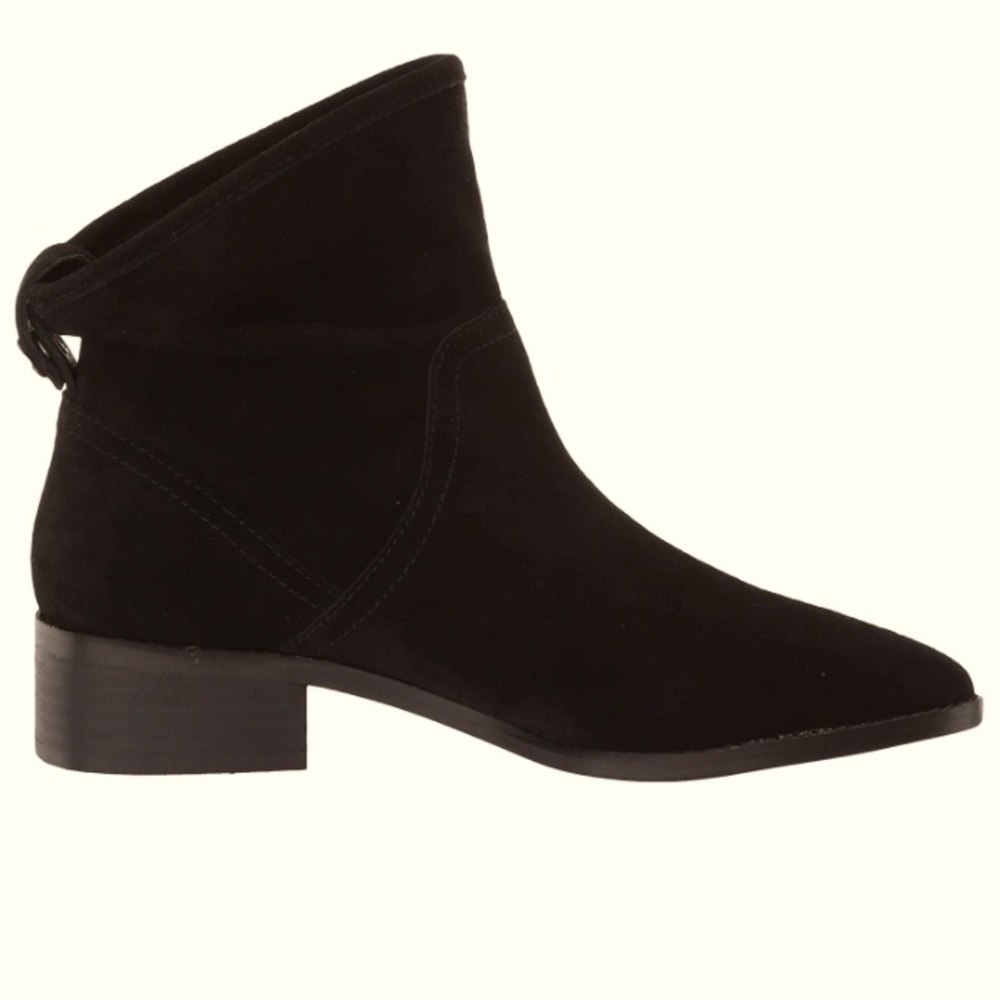 Lucky Brand, Black, Oiled Suede Leather, Ankle Bootie. New in Box. 🆕🚭
